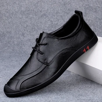 גברים מזדמנים נעלי עור תחרה בעבודת יד אוקספורד שחור אוקספורד שטוחות גברים offce עבודה הנעל עסקים מקרית נעלי גברים נעליים